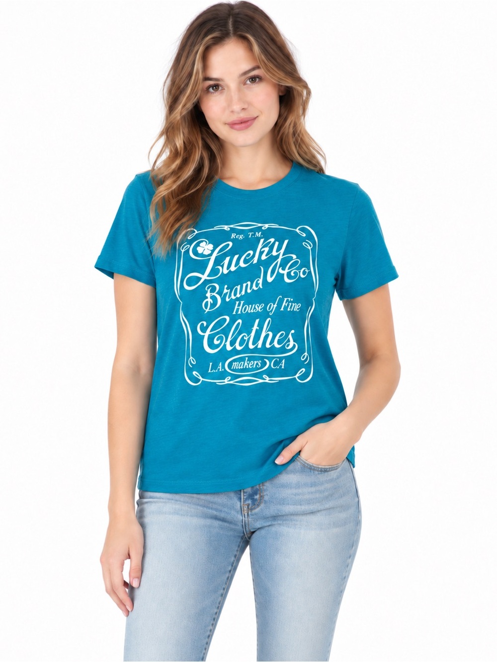 Lucky Brand Turquoise Graphic Short Sleeve Tee
